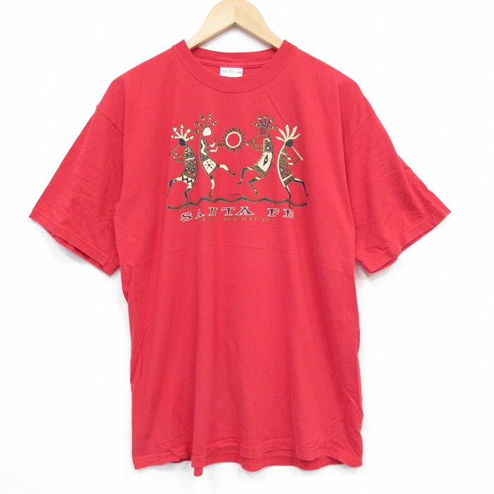 【50%OFF】XL★古着 All Sports 半袖 ビンテージ Tシャツ メンズ 00年代 00s サンタフェ コットン クルーネック 赤 レッド 25aug12 中古