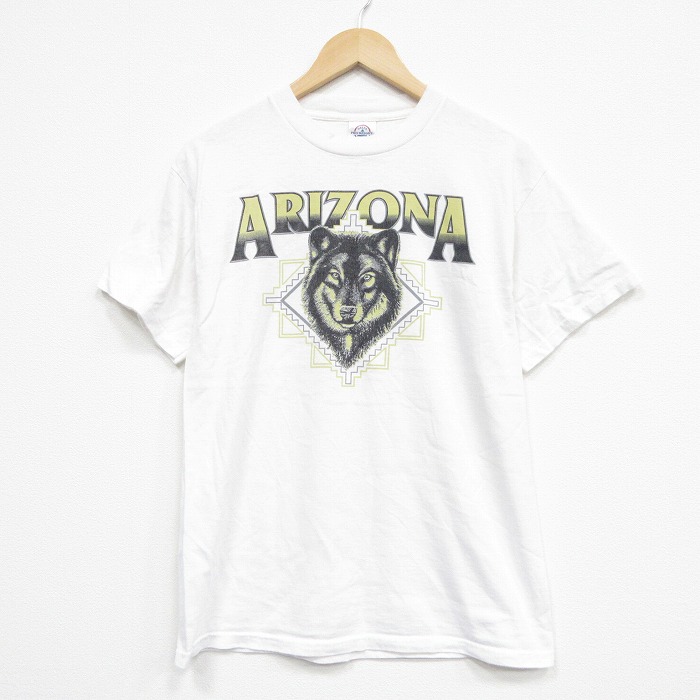 M★古着 半袖 ビンテージ Tシャツ メンズ 00年代 00s アリゾナ コットン クルーネック 白 ホワイト 25aug12 中古