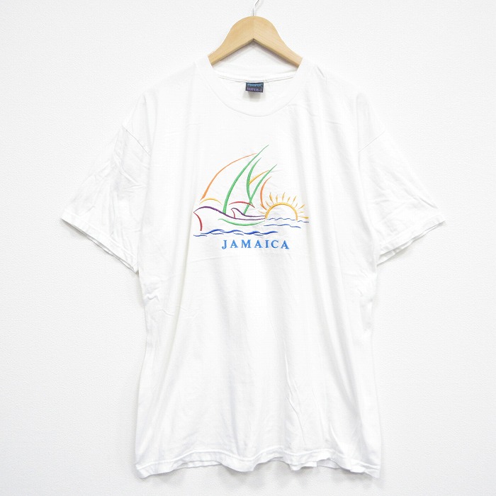 00s 半袖Tシャツ ジャマイカ刺繍 ホワイト XL | 古着