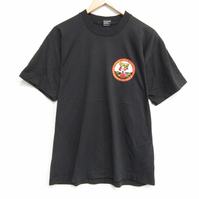 L★古着 フルーツオブザルーム 半袖 ビンテージ Tシャツ メンズ 90年代 90s MONROE クルーネック USA製 黒 ブラック 25aug12 中古