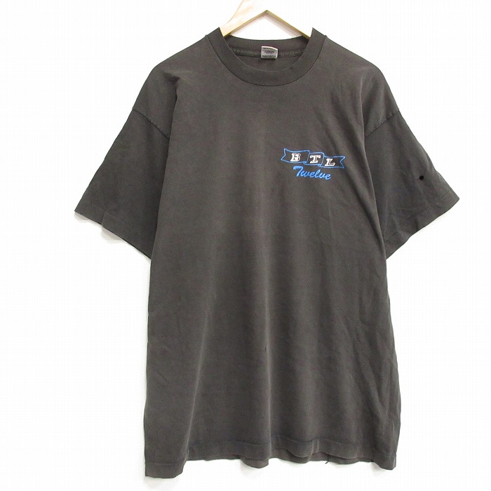 XL★古着 半袖 ビンテージ Tシャツ メンズ 90年代 90s BTL 大きいサイズ コットン クルーネック USA製 黒 ブラック 25aug12 中古