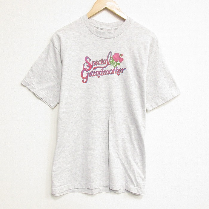 L★古着 半袖 ビンテージ Tシャツ メンズ 80年代 80s グランドマザー クルーネック 薄グレー 霜降り 25aug12 中古
