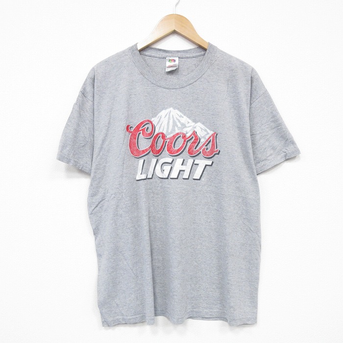 【20%OFF】XL★古着 フルーツオブザルーム 半袖 ビンテージ Tシャツ メンズ 00年代 00s クアーズライト クルーネック グレー 霜降り 25aug12 中古