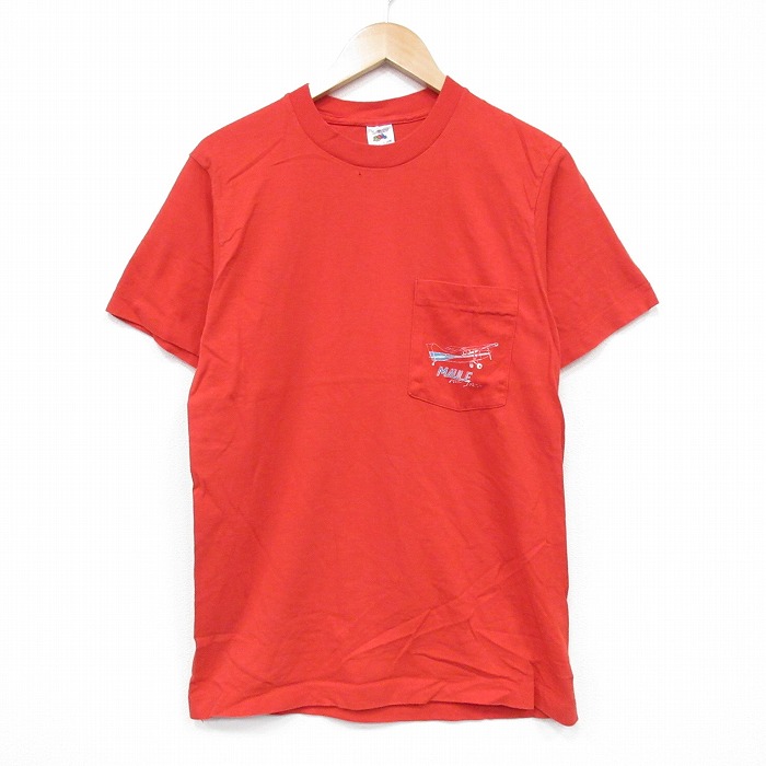 【50%OFF】フルーツオブザルーム 90s 半袖Tシャツ 飛行機 レッド M | 古着