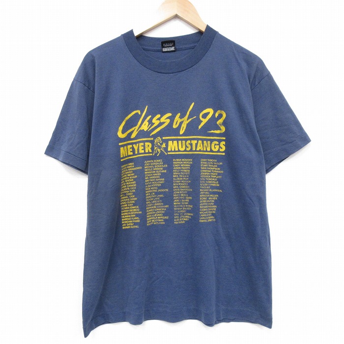 L★古着 スクリーンスターズ 半袖 ビンテージ Tシャツ メンズ 90年代 90s 名簿 クルーネック USA製 紺 ネイビー 25aug12 中古