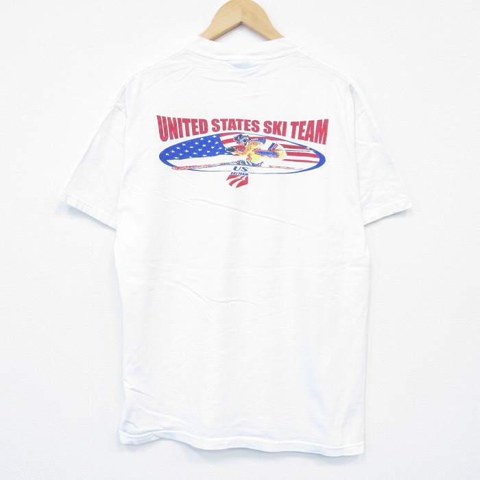 L★古着 ヘインズ Hanes 半袖 ビンテージ Tシャツ メンズ 00年代 00s USスキーチーム コットン クルーネック 白 ホワイト 25aug13 中古