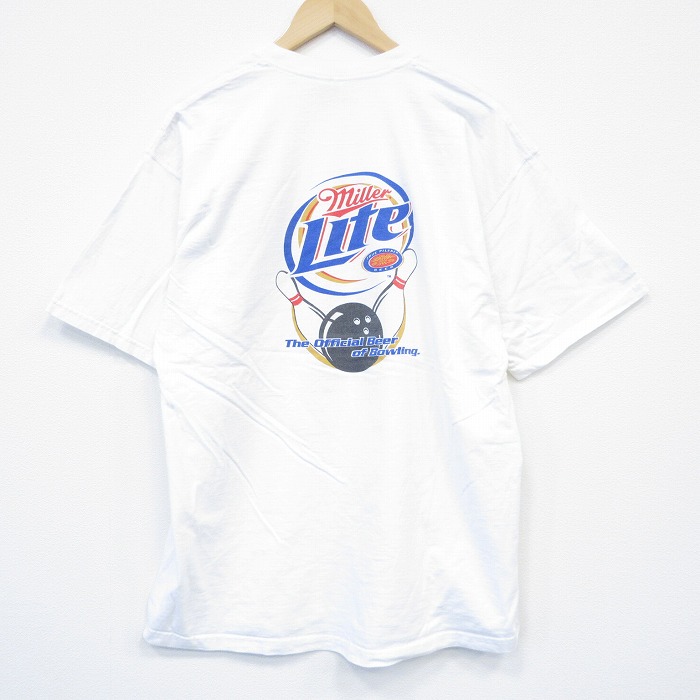 XL★古着 フルーツオブザルーム 半袖 ビンテージ Tシャツ メンズ 00年代 00s ミラーライト ボウリング コットン クルーネック 白 ホワイト 25aug13 中古