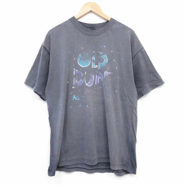 XL★古着 半袖 ビンテージ Tシャツ メンズ 00年代 00s OLD コットン クルーネック 黒 ブラック 25aug13 中古