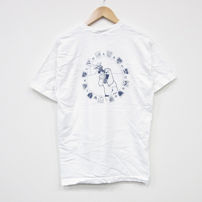 L★古着 半袖 ビンテージ Tシャツ メンズ 90年代 90s ブルドッグ コットン クルーネック 白 ホワイト 25aug13 中古