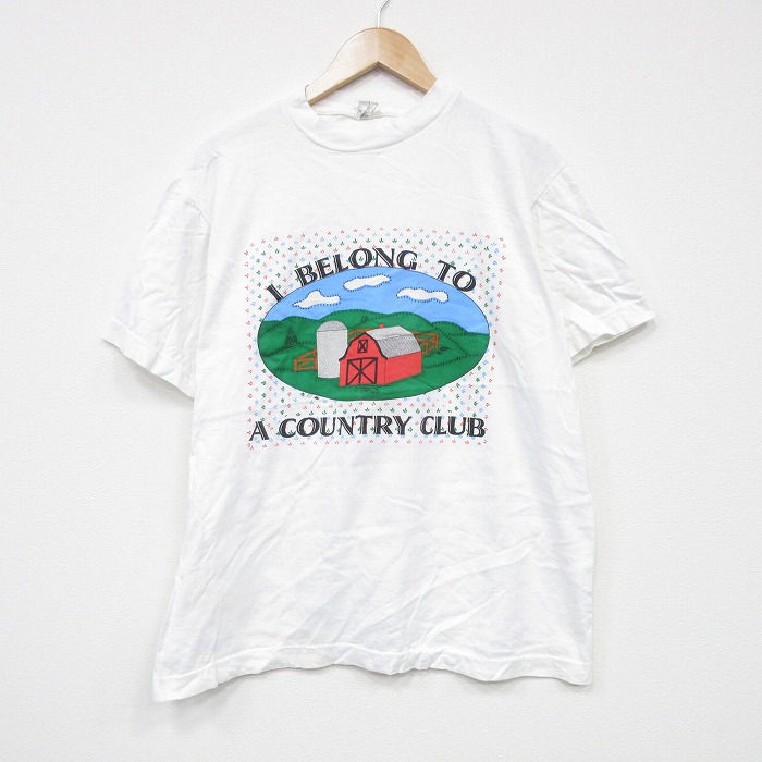 【50%OFF】L★古着 半袖 ビンテージ Tシャツ メンズ 00年代 00s カントリークラブ コットン クルーネック 白 ホワイト 25aug13 中古