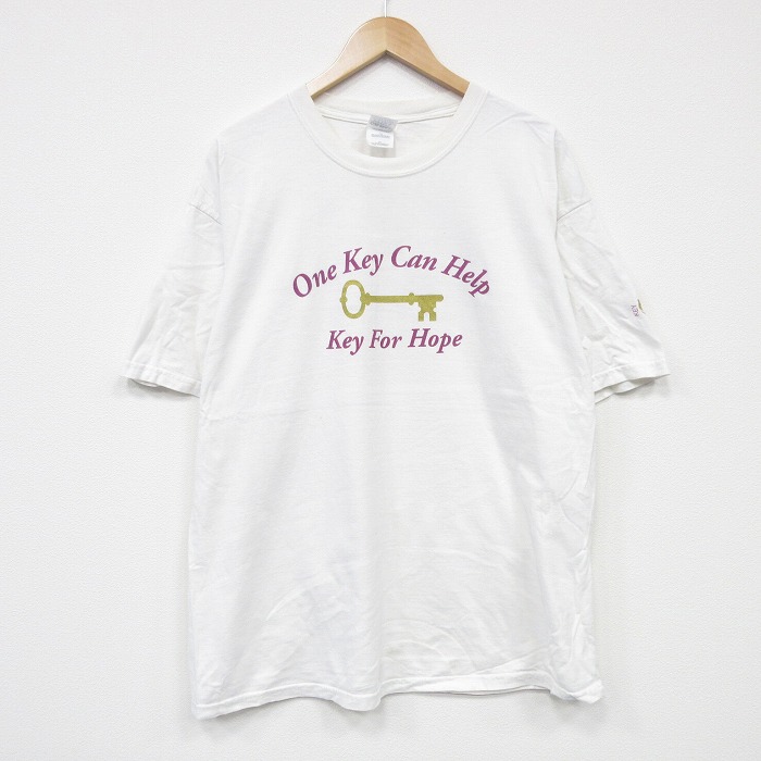 【50%OFF】XL★古着 半袖 ビンテージ Tシャツ メンズ 00年代 00s 鍵 コットン クルーネック 白 ホワイト 25aug13 中古