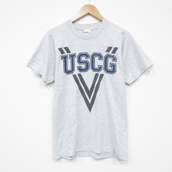 M★古着 半袖 ビンテージ Tシャツ メンズ 90年代 90s ミリタリー USCG クルーネック USA製 グレー 霜降り 【spe】 25aug13 中古