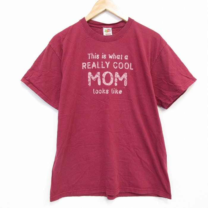 L★古着 フルーツオブザルーム 半袖 ビンテージ Tシャツ メンズ 00年代 00s MOM コットン クルーネック エンジ 25aug18 中古