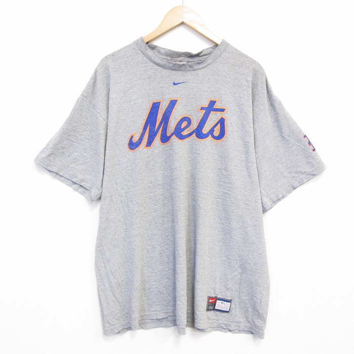 【20%OFF】XL★古着 ナイキ NIKE 半袖 ビンテージ Tシャツ メンズ 00年代 00s MLB ニューヨークメッツ 大きいサイズ クルーネック グレー 霜降り メジャーリーグ ベースボール 野球 25aug18 中古