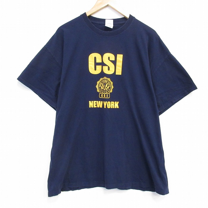 XL★古着 フルーツオブザルーム 半袖 ビンテージ Tシャツ メンズ 00年代 00s CSI 大きいサイズ コットン クルーネック 紺 ネイビー 25aug18 中古