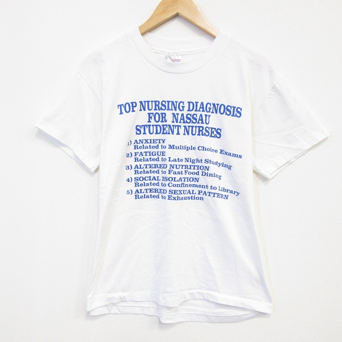 【50%OFF】M★古着 ヘインズ Hanes 半袖 ビンテージ Tシャツ メンズ 90年代 90s メッセージ クルーネック USA製 白 ホワイト 25aug18 中古