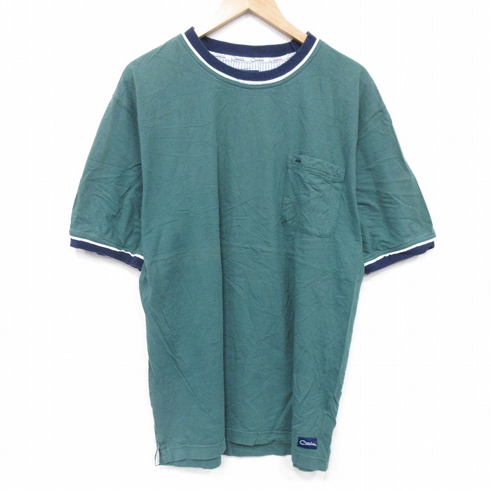 XL★古着 カタリナ 半袖 ビンテージ Tシャツ メンズ 00年代 00s 胸ポケット付き 大きいサイズ コットン クルーネック 緑 グリーン 25aug19 中古