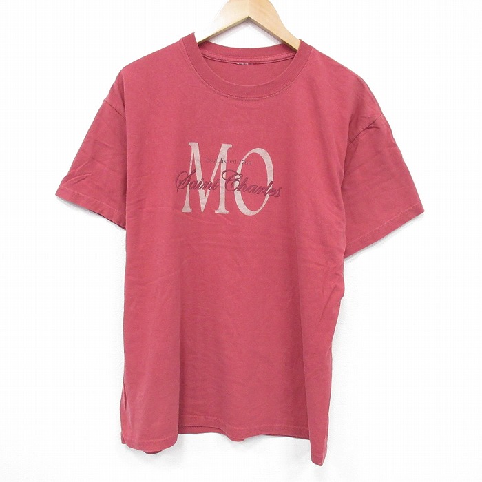 L★古着 半袖 ビンテージ Tシャツ メンズ 00年代 00s MO クルーネック エンジ 25aug19 中古