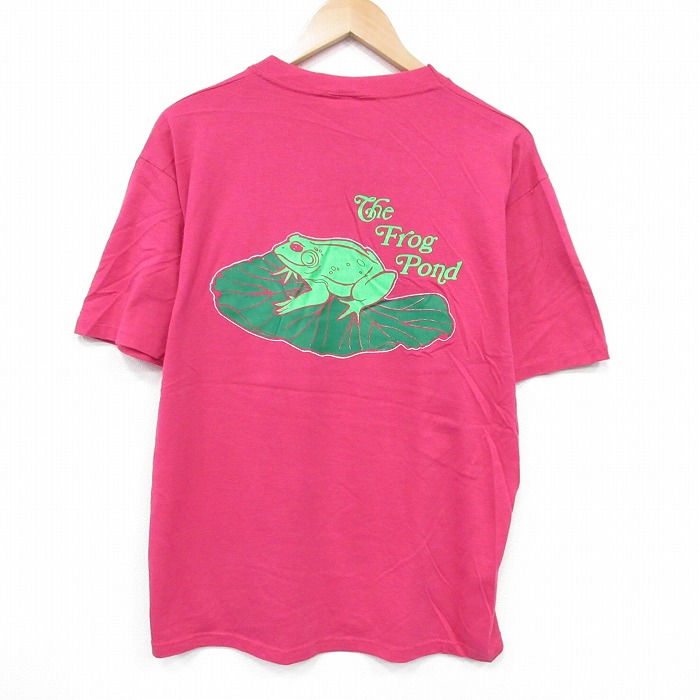 XL★古着 ジャージーズ 半袖 ビンテージ Tシャツ メンズ 80年代 80s カエル クルーネック USA製 濃ピンク 25aug19 中古