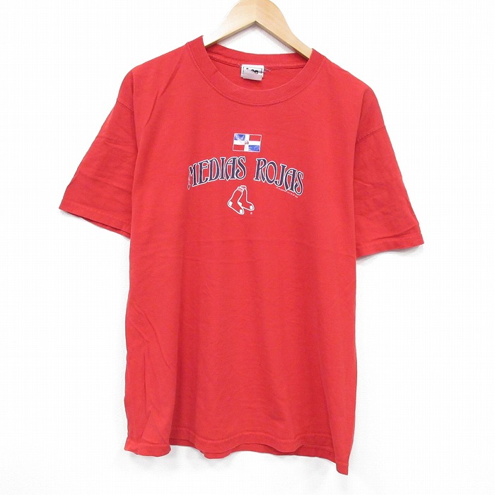 XL★古着 リー Lee 半袖 ビンテージ Tシャツ メンズ 00年代 00s MLB ボストンレッドソックス コットン クルーネック 赤 レッド メジャーリーグ ベースボール 野球 25aug19 中古