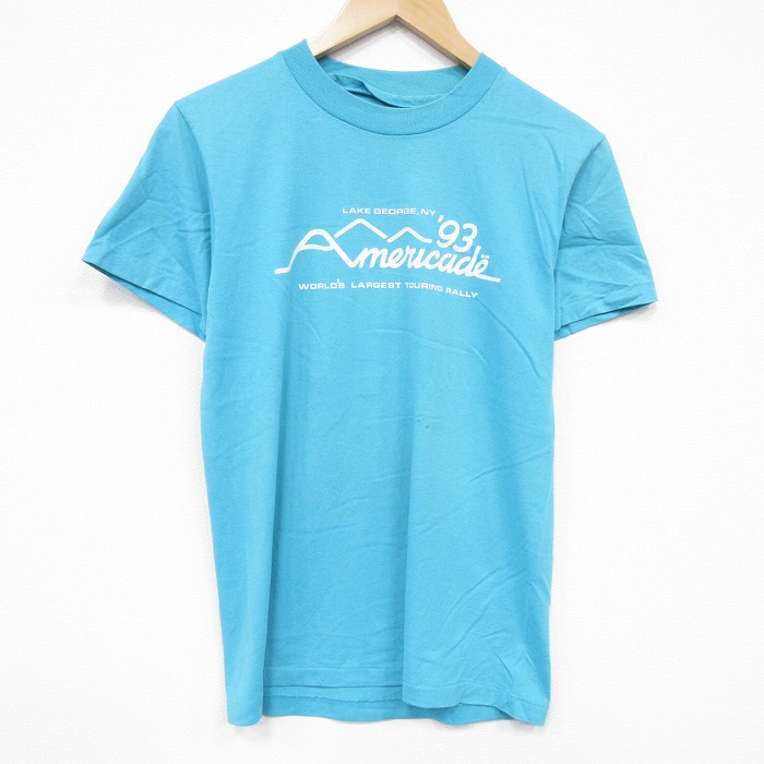 【50%OFF】S★古着 半袖 ビンテージ Tシャツ メンズ 90年代 90s Americada クルーネック 青緑 25aug19 中古