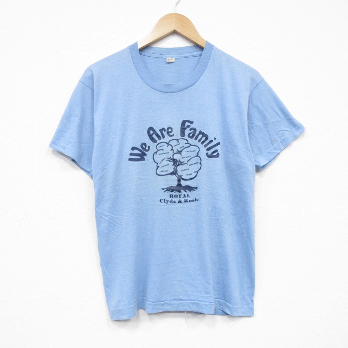 M★古着 スクリーンスターズ 半袖 ビンテージ Tシャツ メンズ 80年代 80s 木 クルーネック 薄紺 ネイビー 25aug23 中古