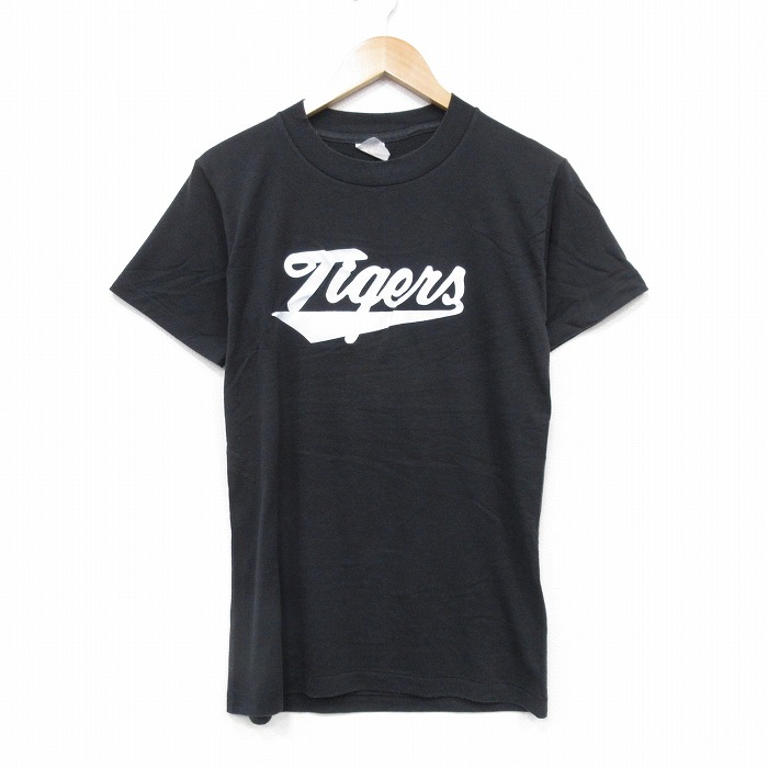 S★古着 半袖 ビンテージ Tシャツ メンズ 80年代 80s タイガース クルーネック USA製 黒 ブラック 25aug23 中古