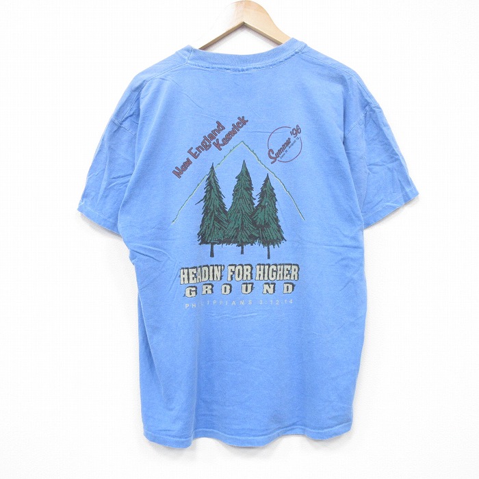 XL★古着 半袖 ビンテージ Tシャツ メンズ 90年代 90s 木 コットン クルーネック USA製 薄紺 ネイビー 25aug23 中古