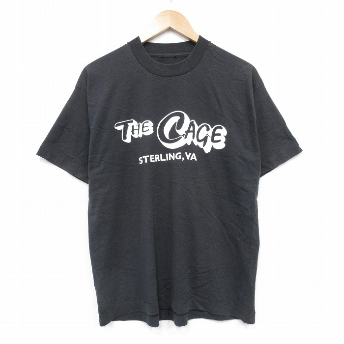 【20%OFF】L★古着 半袖 ビンテージ Tシャツ メンズ 90年代 90s THE GAGE クルーネック 黒 ブラック 25aug23 中古