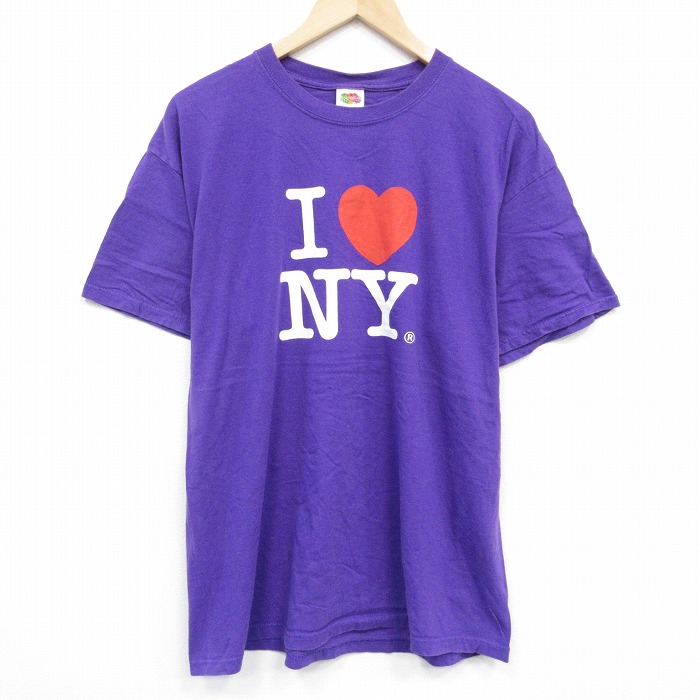 XL★古着 フルーツオブザルーム 半袖 ビンテージ Tシャツ メンズ 00年代 00s INY コットン クルーネック 紫 パープル 25aug28 中古