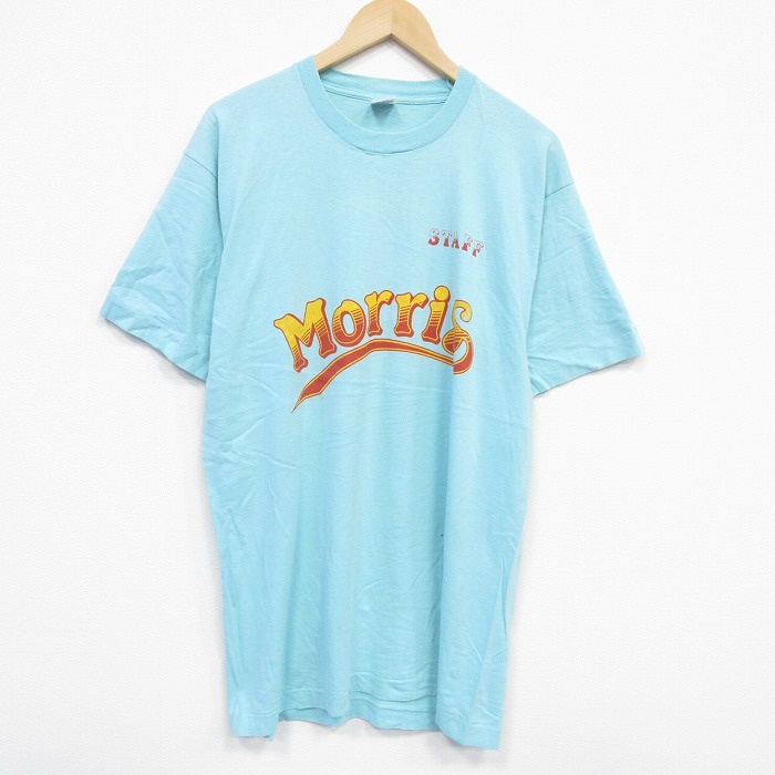 XL★古着 フルーツオブザルーム 半袖 ビンテージ Tシャツ メンズ 90年代 90s Morris ロング丈 コットン クルーネック USA製 薄緑 グリーン 25aug28 中古