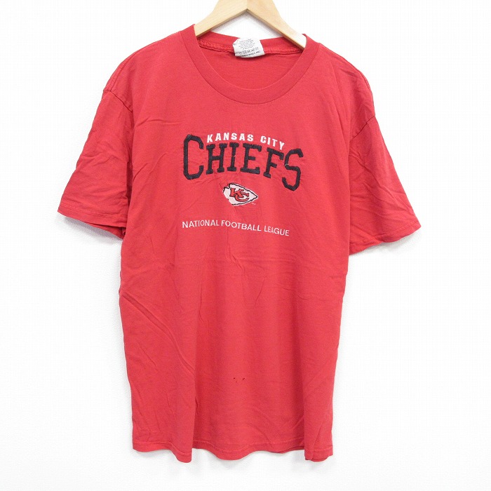L★古着 リー Lee 半袖 ビンテージ Tシャツ メンズ 00年代 00s カンザスシティチーフス 刺繍クルーネック 赤 レッド アメフト スーパーボウル 25aug28 中古
