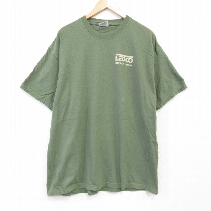 【50%OFF】XL★古着 ヘインズ Hanes 半袖 ビンテージ Tシャツ メンズ 00年代 00s LEDCO 大きいサイズ コットン クルーネック 薄緑 グリーン 25aug30 中古