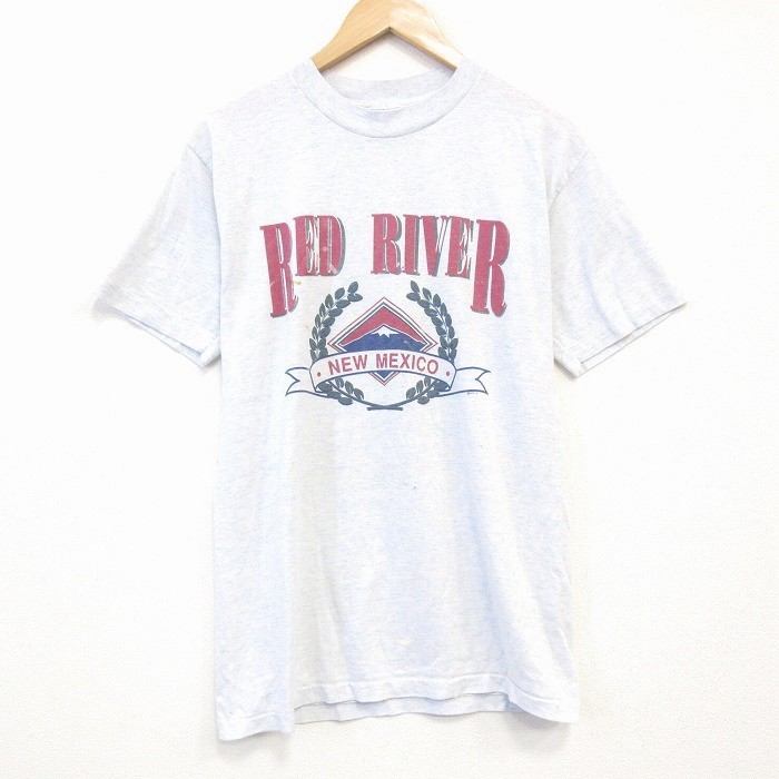 M★古着 半袖 ビンテージ Tシャツ メンズ 90年代 90s レッドリバー クルーネック USA製 白 ホワイト 霜降り 25aug30 中古
