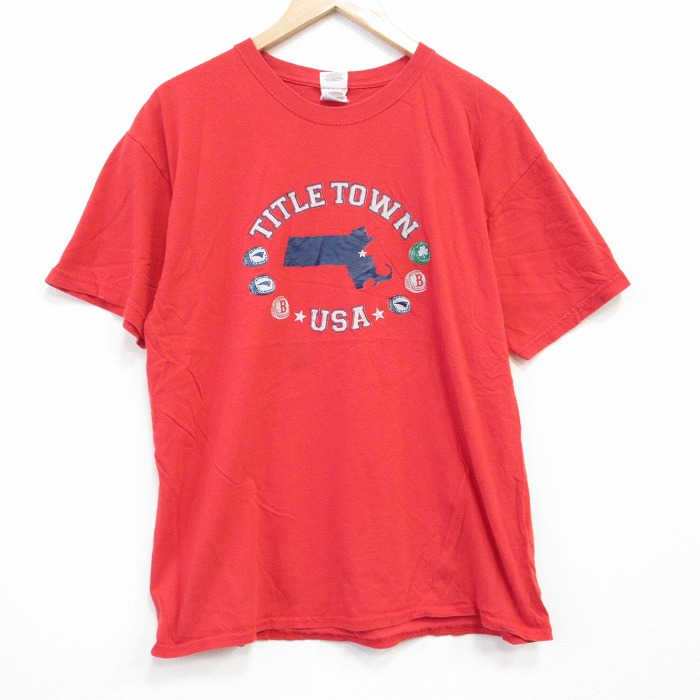 L★古着 半袖 ビンテージ Tシャツ メンズ コットン クルーネック 赤 レッド 25aug30 中古