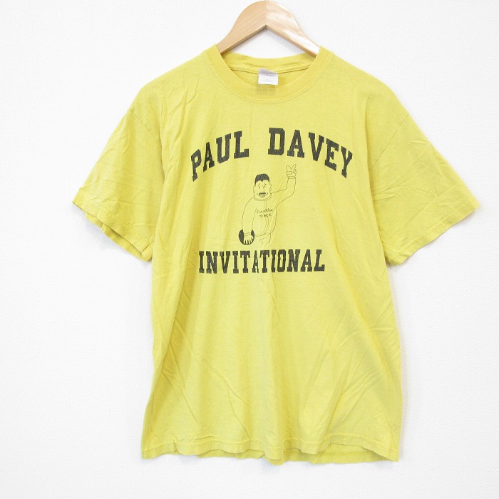 L★古着 半袖 ビンテージ Tシャツ メンズ 00年代 00s PAUL コットン クルーネック 黄 イエロー 25aug26 中古