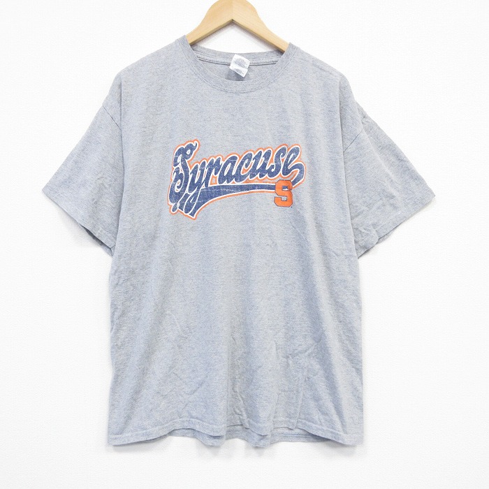 XL★古着 半袖 ビンテージ Tシャツ メンズ 00年代 00s シラキュース 大きいサイズ クルーネック グレー 霜降り 25sep01 中古