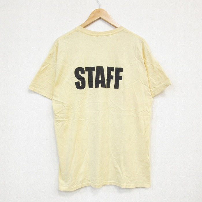L★古着 半袖 ビンテージ Tシャツ メンズ 00年代 00s スタッフ コットン クルーネック 薄黄 イエロー 25sep01 中古