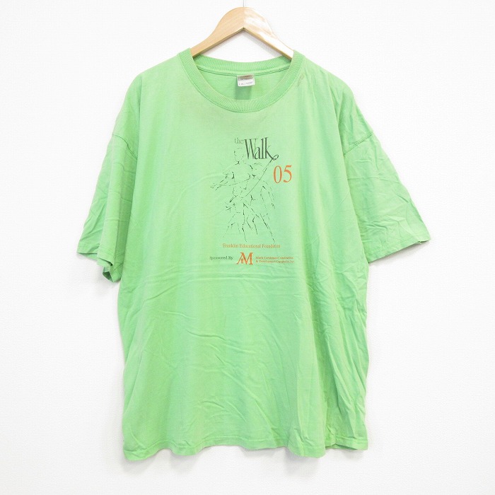 【20%OFF】XL★古着 半袖 ビンテージ Tシャツ メンズ 00年代 00s Walk 大きいサイズ コットン クルーネック 黄緑 25sep01 中古