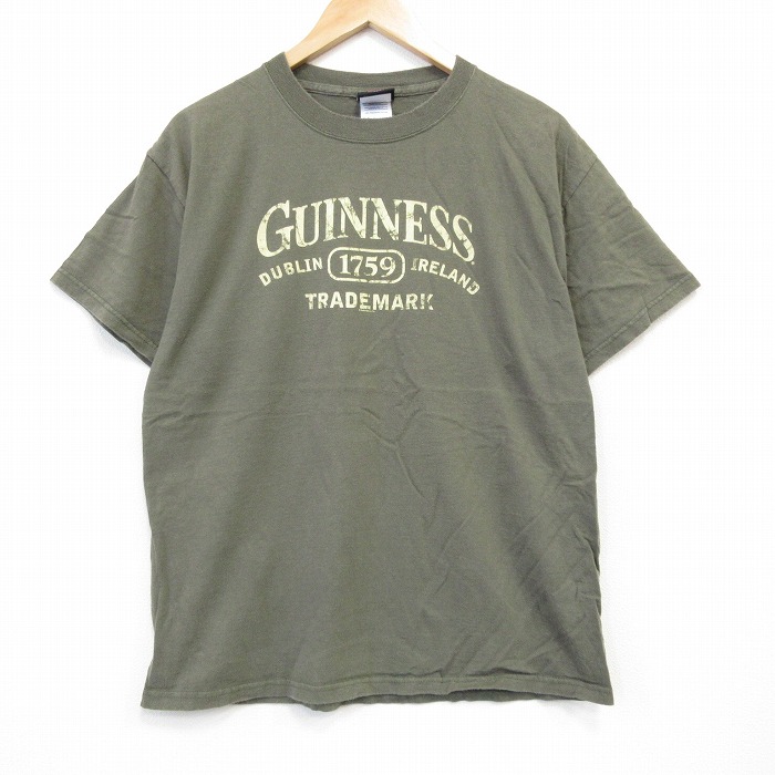 L★古着 半袖 ビンテージ Tシャツ メンズ 00年代 00s ギネス コットン クルーネック 濃緑 グリーン 25sep01 中古