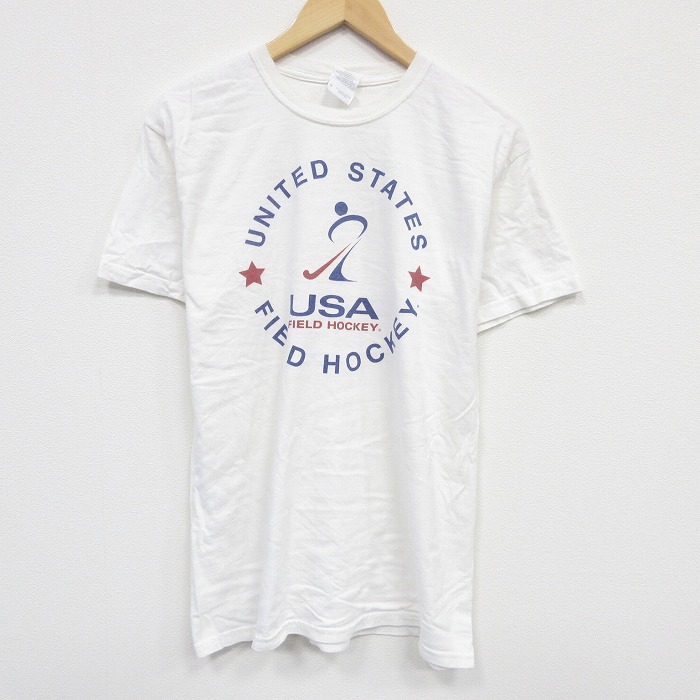 L★古着 半袖 ビンテージ Tシャツ メンズ 00年代 00s フィールドホッケー コットン クルーネック 白 ホワイト 25sep01 中古