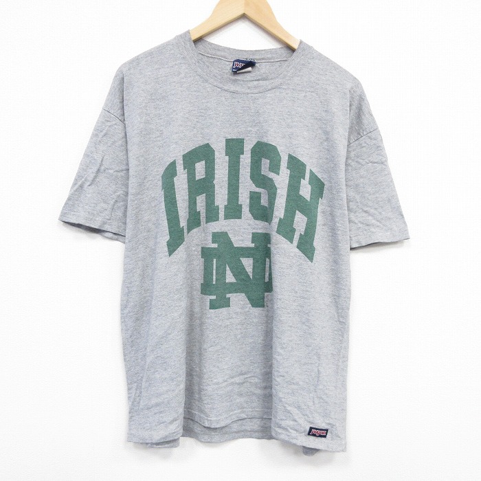 【20%OFF】XL★古着 ジャンスポーツ 半袖 ビンテージ Tシャツ メンズ 90年代 90s アイリッシュ クルーネック USA製 グレー 霜降り 25sep01 中古