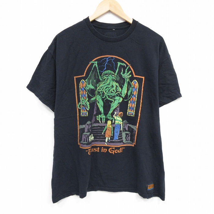XL★古着 スティーブンローズ 半袖 Tシャツ メンズ God コットン クルーネック 黒 ブラック 25sep01 中古