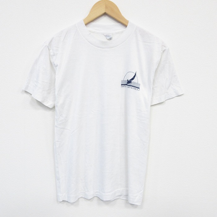 【20%OFF】M★古着 半袖 ビンテージ Tシャツ メンズ 80年代 80s サンフランシスコ クルーネック USA製 白 ホワイト 25sep01 中古