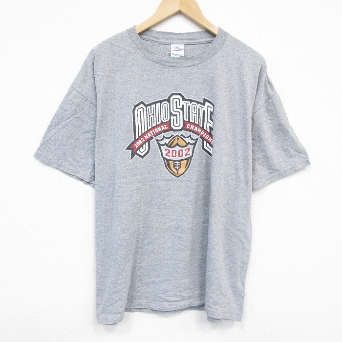 XL★古着 半袖 ビンテージ Tシャツ メンズ 00年代 00s オハイオ 大きいサイズ クルーネック グレー 霜降り 25sep01 中古