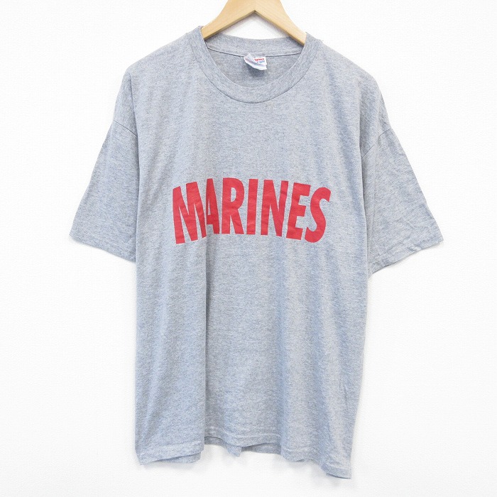 XL★古着 ヘインズ Hanes 半袖 ビンテージ Tシャツ メンズ 00年代 00s マリーンズ 大きいサイズ クルーネック グレー 霜降り 25sep01 中古