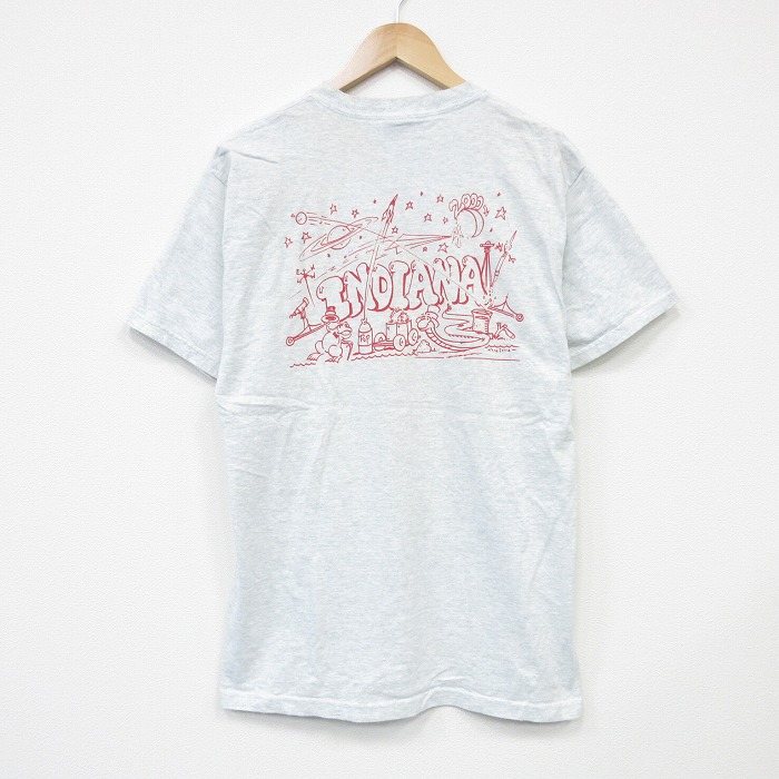 L★古着 フルーツオブザルーム 半半袖 ビンテージ Tシャツ メンズ 00年代 00s インディアナ コットン クルーネック 薄グレー 霜降り 25sep02 中古 半袖