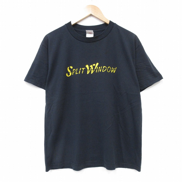 L★古着 フルーツオブザルーム 半半袖 ビンテージ Tシャツ メンズ 00年代 00s SPLIT クルーネック 黒 ブラック 25sep02 中古 半袖