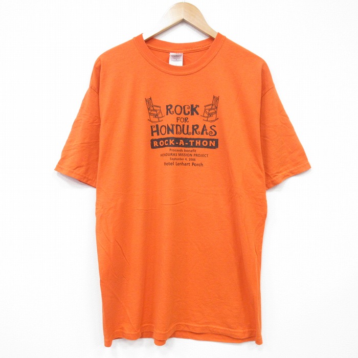 L★古着 半袖 ビンテージ Tシャツ メンズ 00年代 00s イス クルーネック オレンジ 25sep02 中古