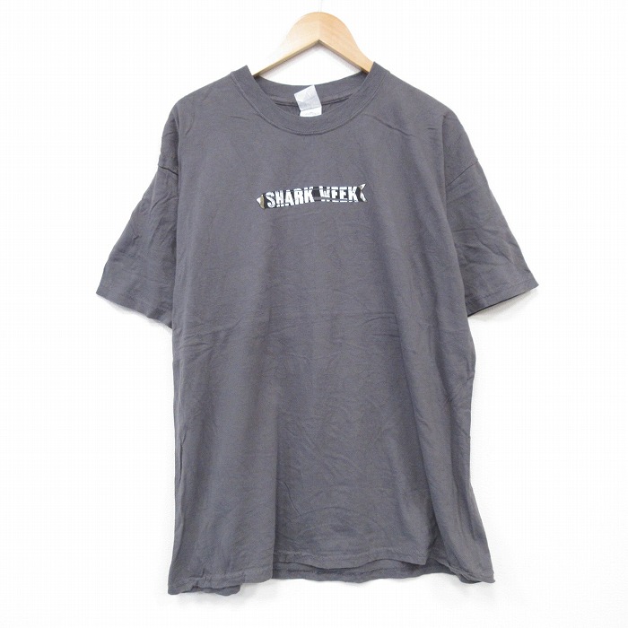 XL★古着 半袖 ビンテージ Tシャツ メンズ 00年代 00s シャークウィーク コットン クルーネック グレー 25sep02 中古